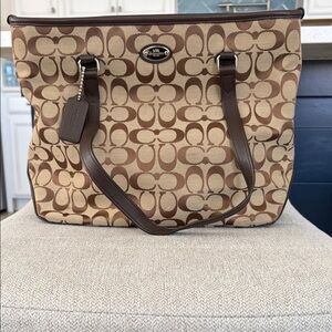 Coach Tan and Brown Signature Tote